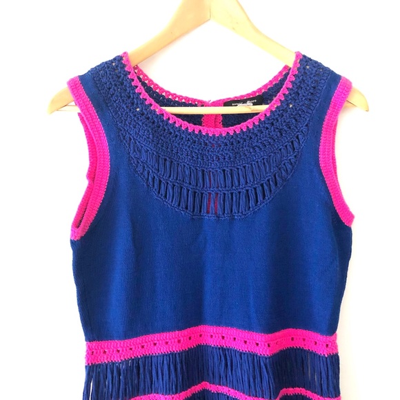 Nanette Lepore Blue and Pink Sheer Knit Dress - Picture 3 of 7